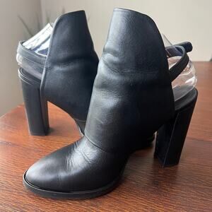 VINCE Jody Slingback Woman's Black Leather Bootie Mule Size 8.5‎ Excellent